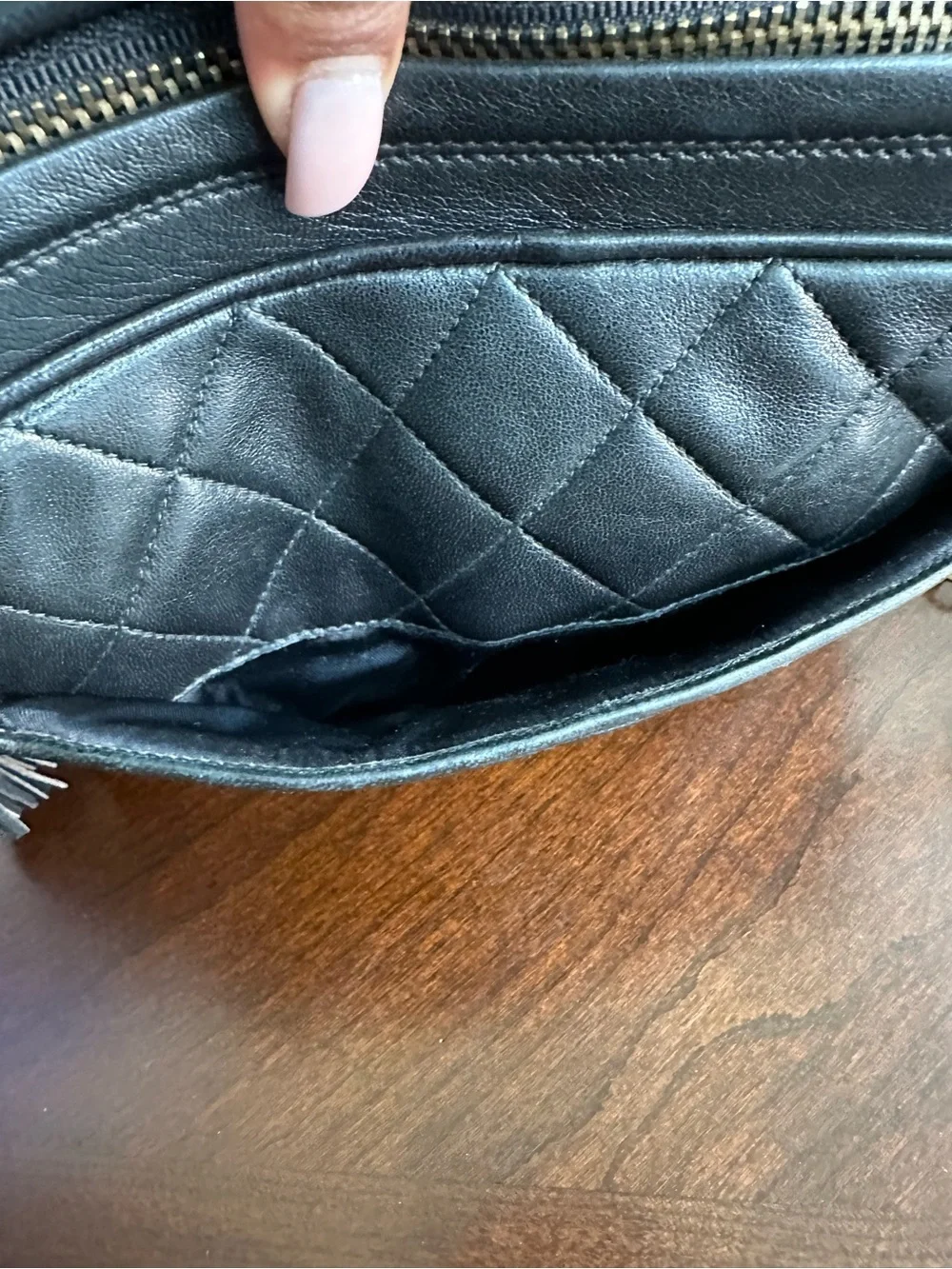 CHANEL Black Quilted Lambskin Shoulder Camera Bag with Gold Chain